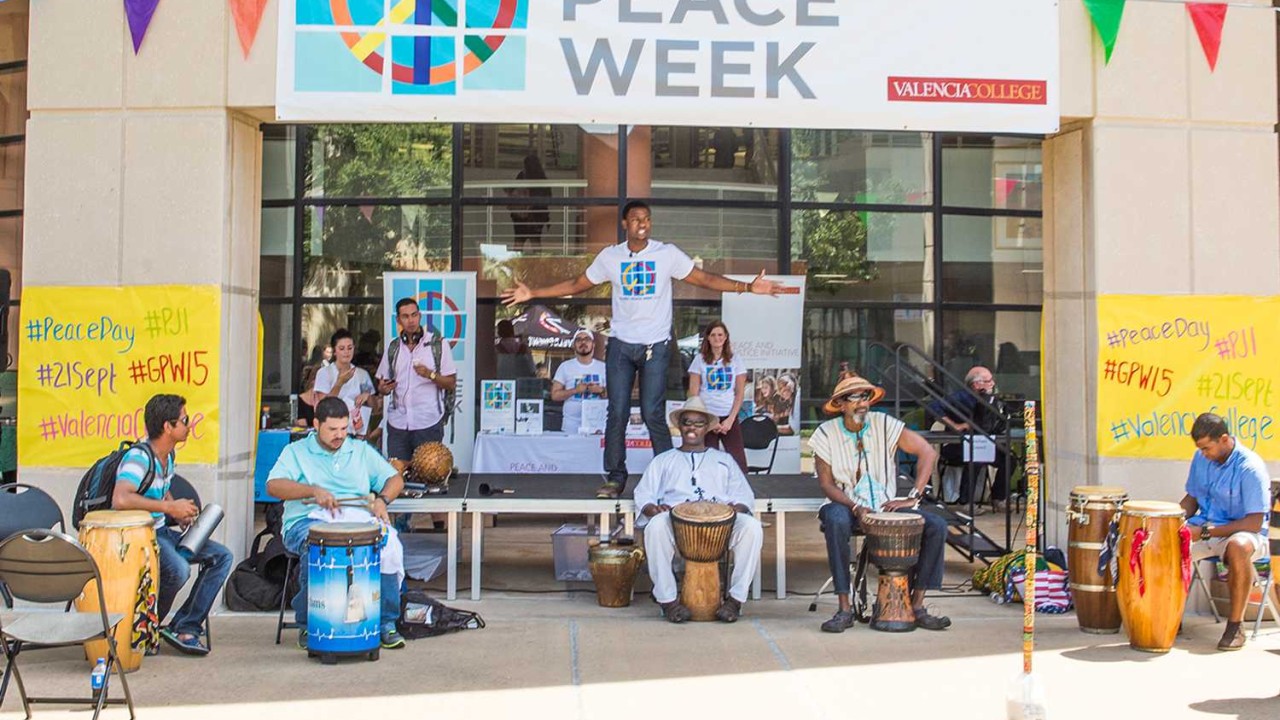 Students on East Campus enjoy multicultural performances as part of Global Peace Week in September.