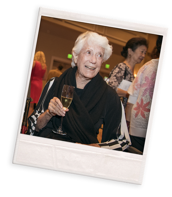 Longtime Valencia benefactor Barbara Roper raises a glass to Valencia’s 50th birthday at the Foundation’s annual Taste for Learning fundraiser.