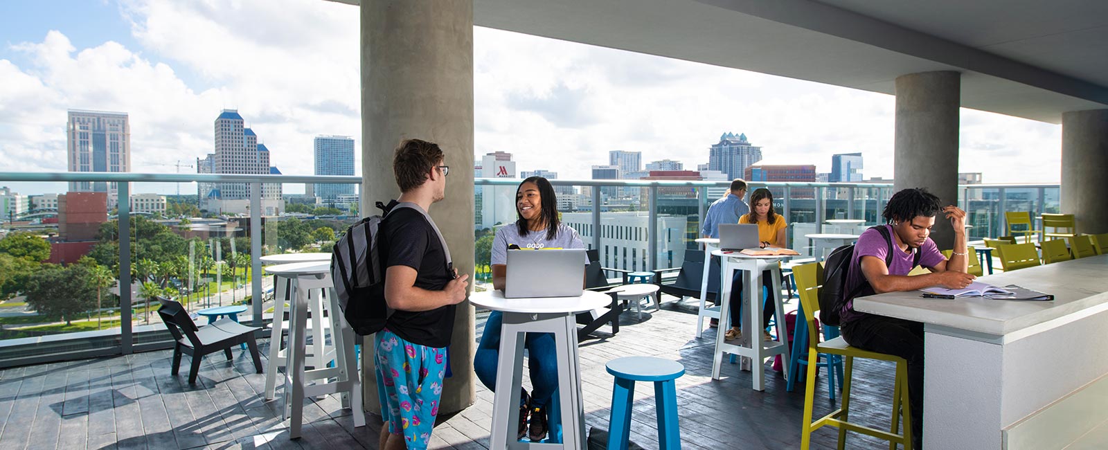 With a number of fun and inviting spaces around the campus, students can enjoy living and learning; from hitting the books to soaking in the views.